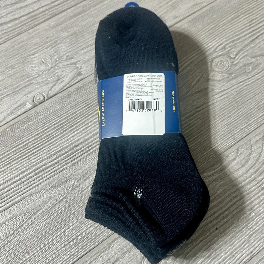 Polo Ralph‎ Lauren Mens Low Cut Socks 4 Pairs Navy Grey No Show Fits Shoe 6-12.5